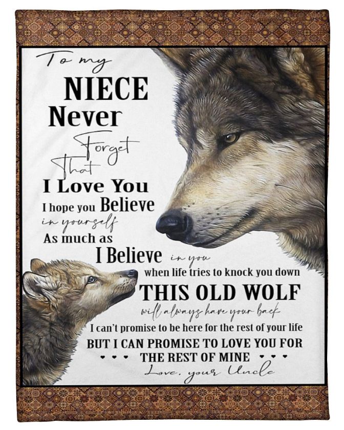 Uncle To Niece Always Have Your Back Wolf Fleece Blanket Quilt Bedding Set for Girls