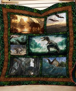 Unleash Your Inner Paleontologist With Dinosaur In Natural Quilt Blanket