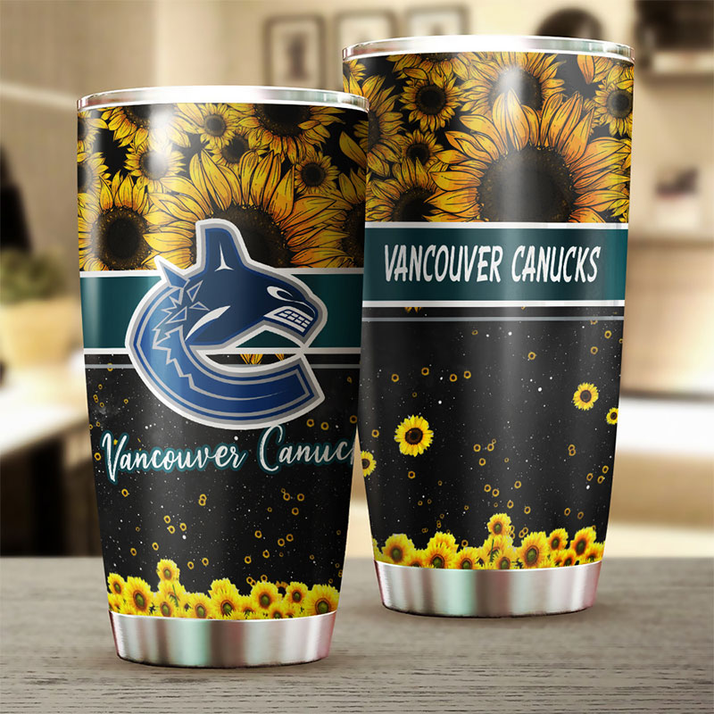 Vancouver Canucks NHL Tumbler - Beautiful Sunflower Design - Image 2