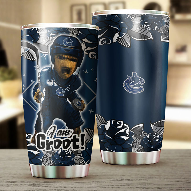 Vancouver Canucks NHL Tumbler - "I Am Groot" Marvel Design Tumbler - Image 2