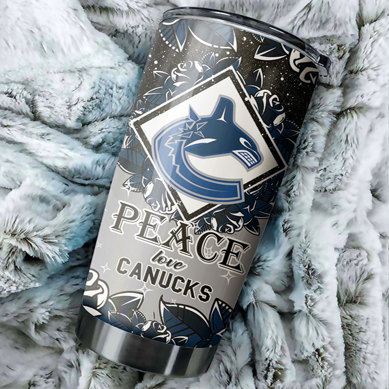 Vancouver Canucks NHL Tumbler: Peace Love Design Tumbler for NHL Fans, Ideal for Any Occasion