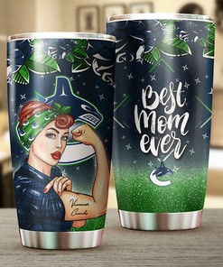 Vancouver Canucks NHL Tumbler: Strong Best Mom Ever Tumbler with NHL Logo, Perfect for Dedicated Fans