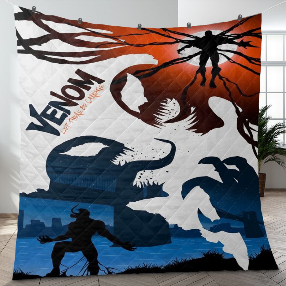 Venom Fan Gift, Venom 2 Let There Be Carnage Quilt Bedding Set for Marvel Fans