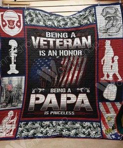Veteran Dad as Papa Quilt Blanket: Celebrate Family Love