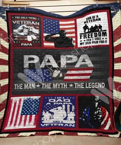 Veteran Papa The Man The Myth The Legend Quilt Blanket: Celebrate Your Accomplishments