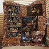 Vintage Books And Cats In Library - A Beautiful Quilt Blanket for Bibliophiles and Cat Lovers