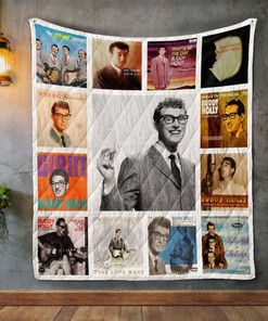 Vintage Buddy Holly Albums Quilt Blanket - Cuddle Up With Classic Buddy Holly Tunes And Vintage Style Quilt Blanket
