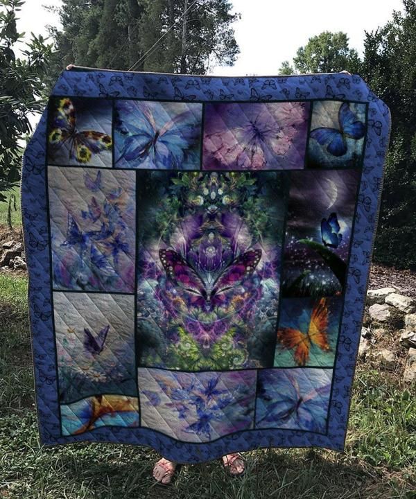 Vintage Butterfly Quilt Blanket Baby or Kids Bed Set with Classic Design