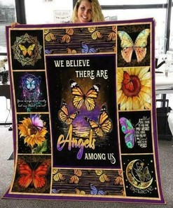 Vintage Butterfly and Angel Themed Quilt Blanket Baby or Kids Bed Set