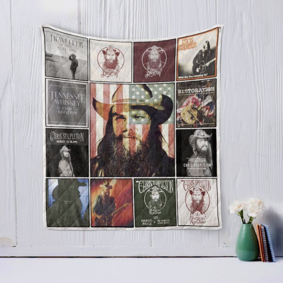 Vintage Chris Stapleton Quilt Bedding Set for Music Lovers and Vintage Vibes