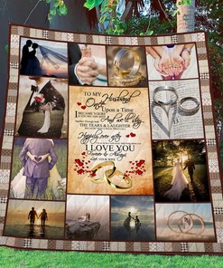 Vintage Family To My Husband Personalized Quilt Bedding Set for Anniversaries