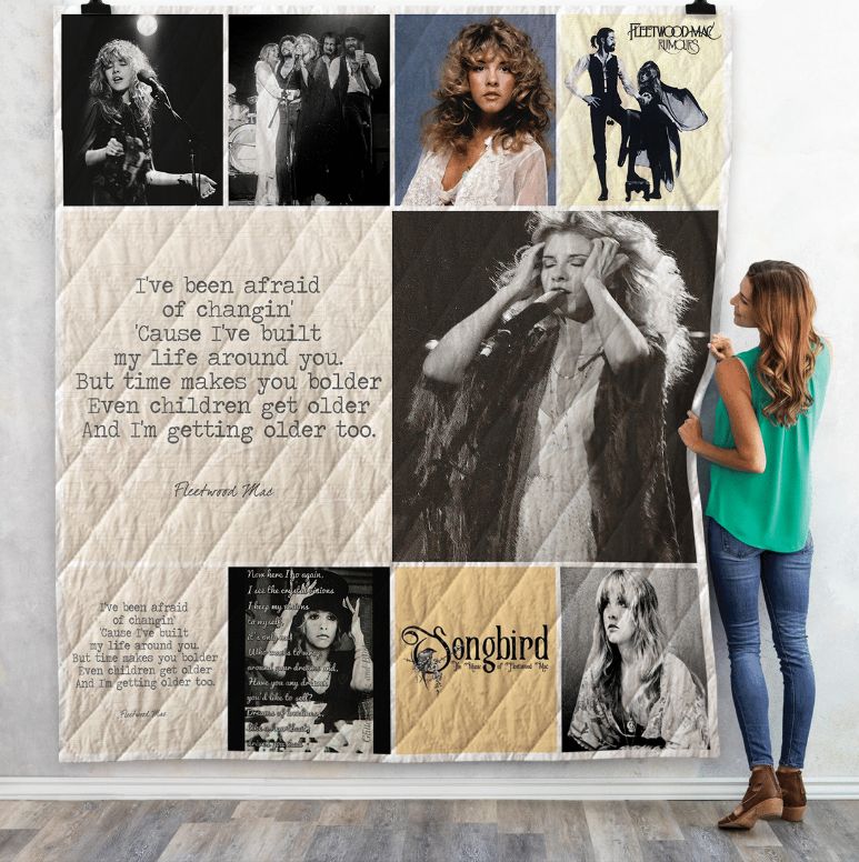 Vintage Fleetwood Mac Song Lyrics Quilt Bedding Set for Music Fans