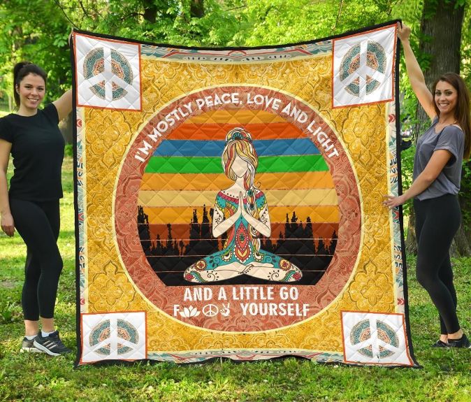 Vintage Go F Yourself Hippie Quilt Blanket