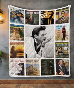 Vintage Johnny Cash Album Covers - Music Inspired Quilt Bedding Set