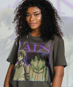 Vintage Lain Iwakura Shirt with Lain Homage Tee and Retro 90s Quote