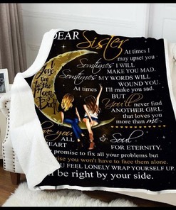 Vintage Quilt Bedding Set for Sister: I Love You to the Moon and Back Fleece and Quilt Blanket