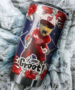 Washington Nationals MLB Tumbler with I Am Groot Design for Baseball Fans and MLB Logo