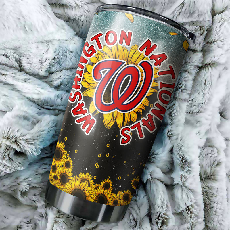 Washington Nationals MLB Tumbler with Sunflower Design and MLB Logo - Image 2