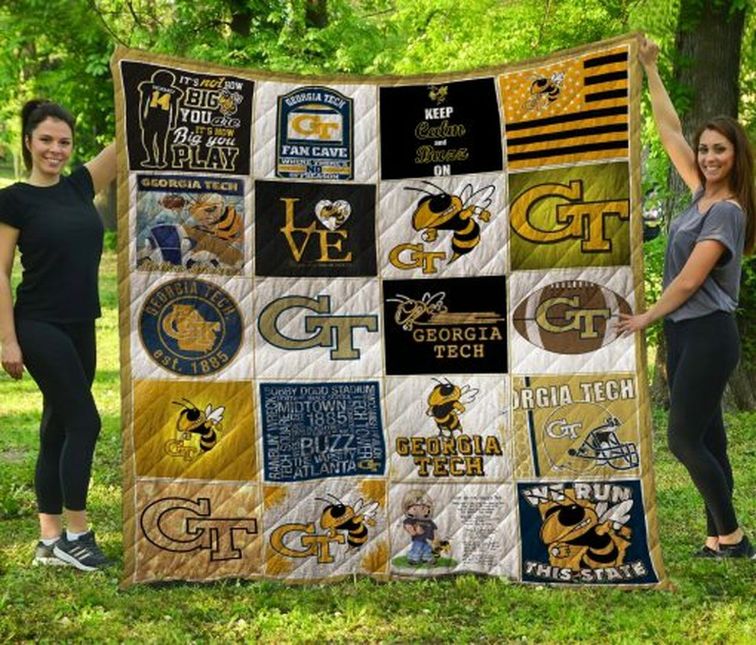 We Run This State NCAA Georgia Tech Yellow Jackets Combined Quilt Bedding Set with Sporty Look