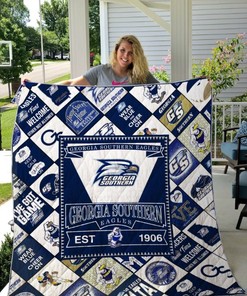 Wear Blue Ncaa Georgia Southern Eagles Bedding Set with Loved Quilt Blanket for Girls