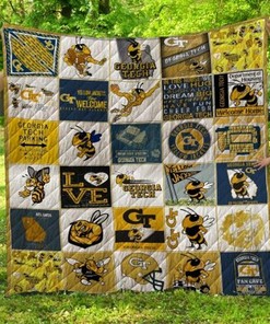 Welcome Home NCAA Georgia Tech Yellow Jackets Loved Quilt Bedding Set with Heartfelt Design