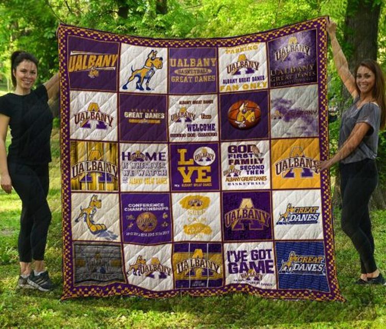 Welcome Ncaa Albany Great Danes Collection Bedding Set with Loved Quilt Blanket