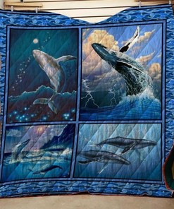 Whale Playing in the Sea Kids Quilt Bedding Set with Keywords
