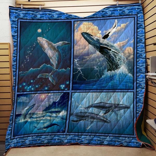 Whale Playing in the Sea Kids Quilt Bedding Set with Keywords