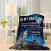 Whenever You Feel Overwhelmed Moon Wolf Blanket Personalized Grandma Family Fleece Blanket Quilt Bedding Set for Teens