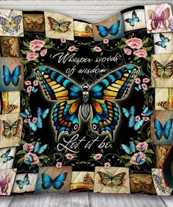 Whisper Words of Wisdom Butterfly Lo Quilt Blanket Baby or Kids Bed Set with Beautiful Quotes