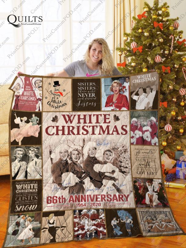 White Christmas 66th Anniversary Quilt Bedding Set for Holiday Season Fans