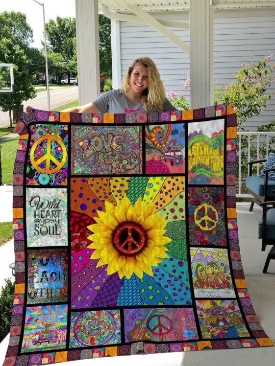 Wild & Free Hippie Sunflower Quilt Blanket Perfect For Adventure Lovers