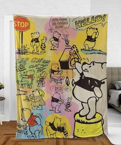 Winnie-The-Pooh Comfy Sofa Throw Blanket Gift for Girls with Quilt Bedding Set