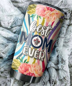 Winnipeg Jets NHL Tumbler - Best Mom Ever Flower Design Tumbler