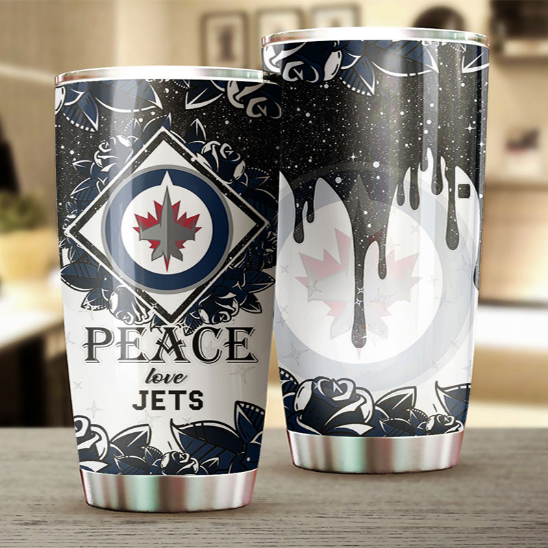 Winnipeg Jets NHL Tumbler - Peace Love Design Tumbler - Image 2