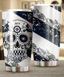 Winnipeg Jets NHL Tumbler: Skull Design Tumbler for NHL Fans, Perfect for Game Nights