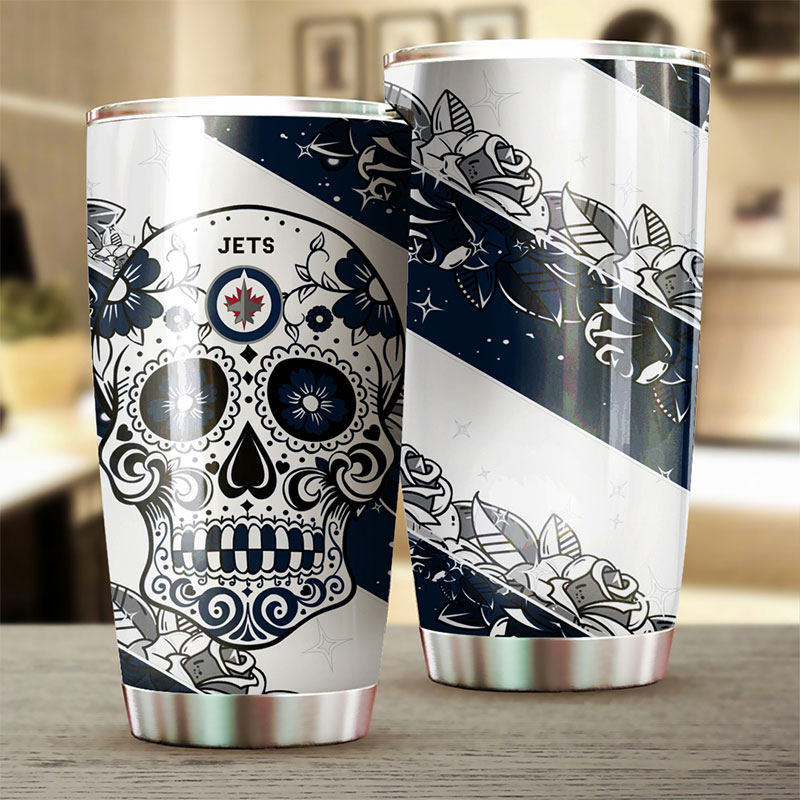 Winnipeg Jets NHL Tumbler: Skull Design Tumbler for NHL Fans, Perfect for Game Nights
