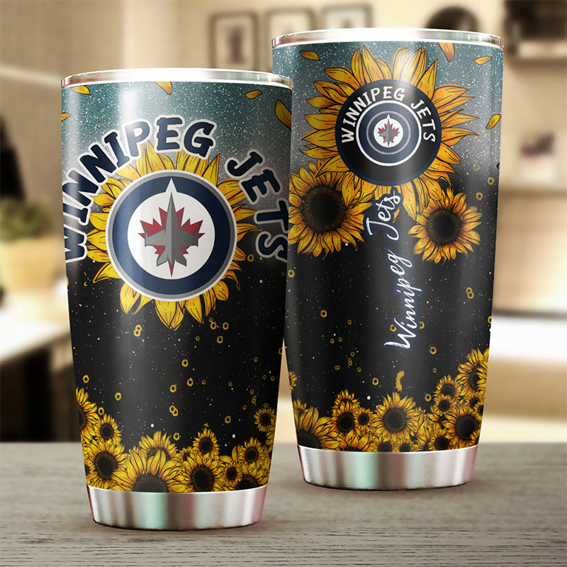 Winnipeg Jets NHL Tumbler: Sunflower Sunshine Design Tumbler for NHL Fans, Ideal for Any Occasion