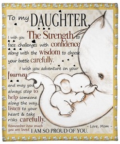 Wish You The Strength Elephants: Quilt Bedding Set with Fleece Blanket for Animal Lovers with Inspirational Quote