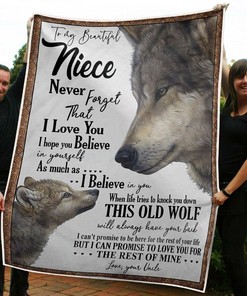 Wolf Believe In Yourself Quilt Blanket - Uncle's Personalized Gift For Niece