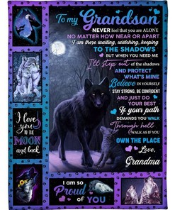Wolf Fleece Blanket From Grandma For Grandson Who Needs Comfort