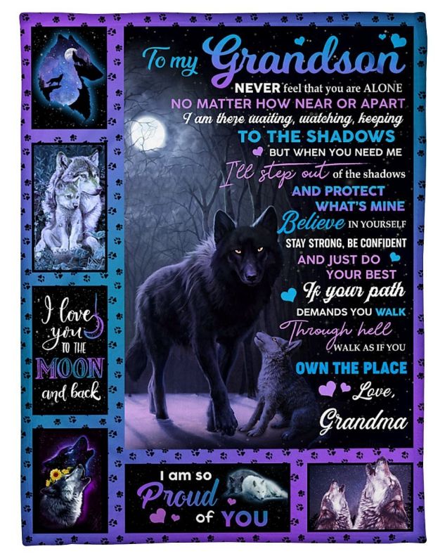Wolf Fleece Blanket From Grandma For Grandson Who Needs Comfort