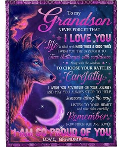 Wolf Fleece Blanket From Grandma To Grandson for Wolf Lovers
