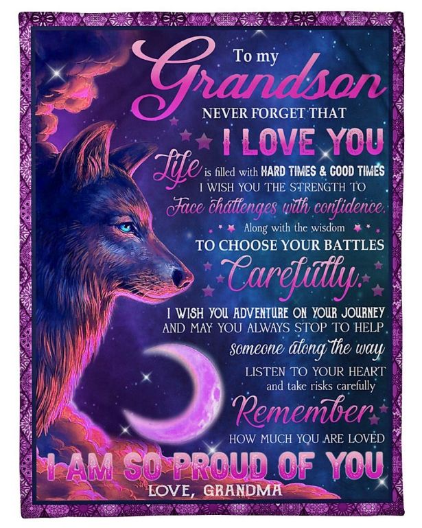 Wolf Fleece Blanket From Grandma To Grandson for Wolf Lovers