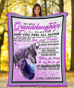 Wolf Fleece Quilt Bedding Set- To My Granddaughter From Grandpa Birthday Christmas.