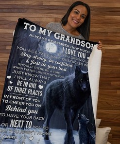 Wolf Remember How Much I Love You Fleece Blanket Quilt Bedding Set for Grandsons