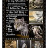 Wolf To My Grandson You'll Always Be My Baby Boy Fleece Blanket From Grandma To Grandson Birthday