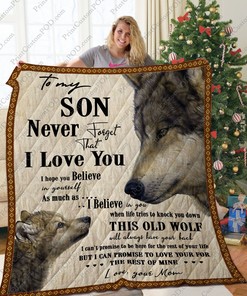 Wolf To My Son From Mom Personalized Quilt Bed Set with Wildlife Design
