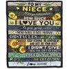 Wood Sunflower Niece Personalized Blanket - Gift from Aunt/Uncle to Remind Niece of Your Love