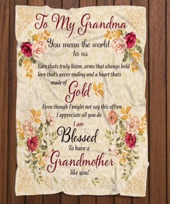 World's Greatest Grandma Fleece Blanket for Family from Granddaughter and Grandson